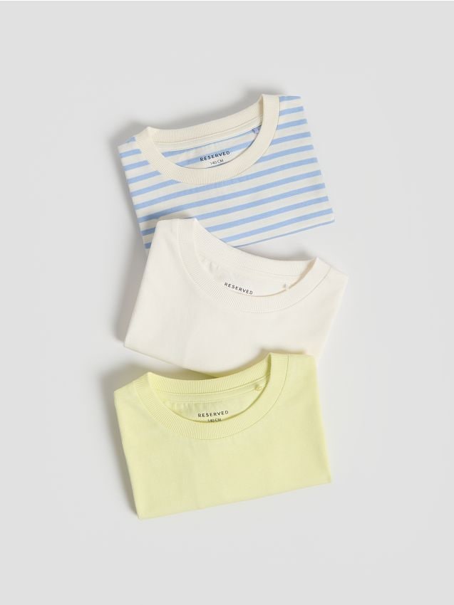 Reserved - Bawełniany t-shirt 3 pack - żółty