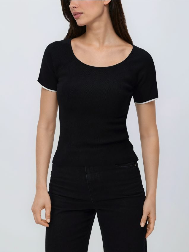 Reserved - Sweter z krótkim rękawem - czarny