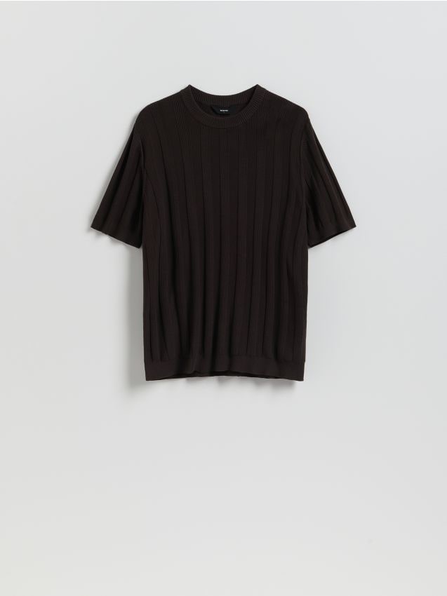Reserved - Sweter z krótkim rękawem - ciemnobrązowy
