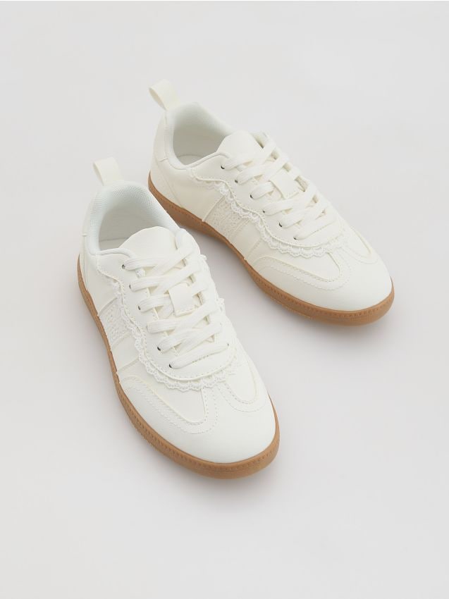 Reserved - Trampki z łączonych materiałów - biały