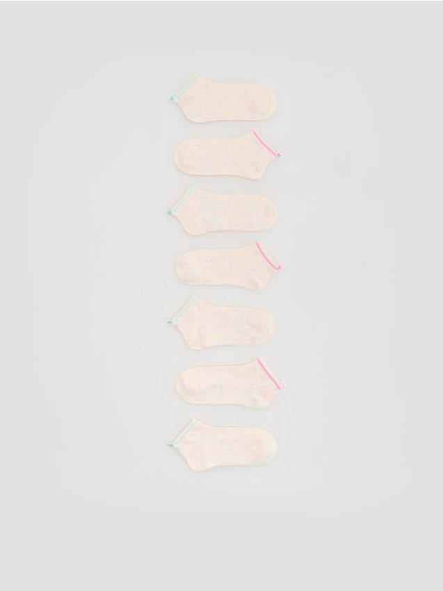 Reserved - Kolorowe skarpetki 7 pack - złamana biel