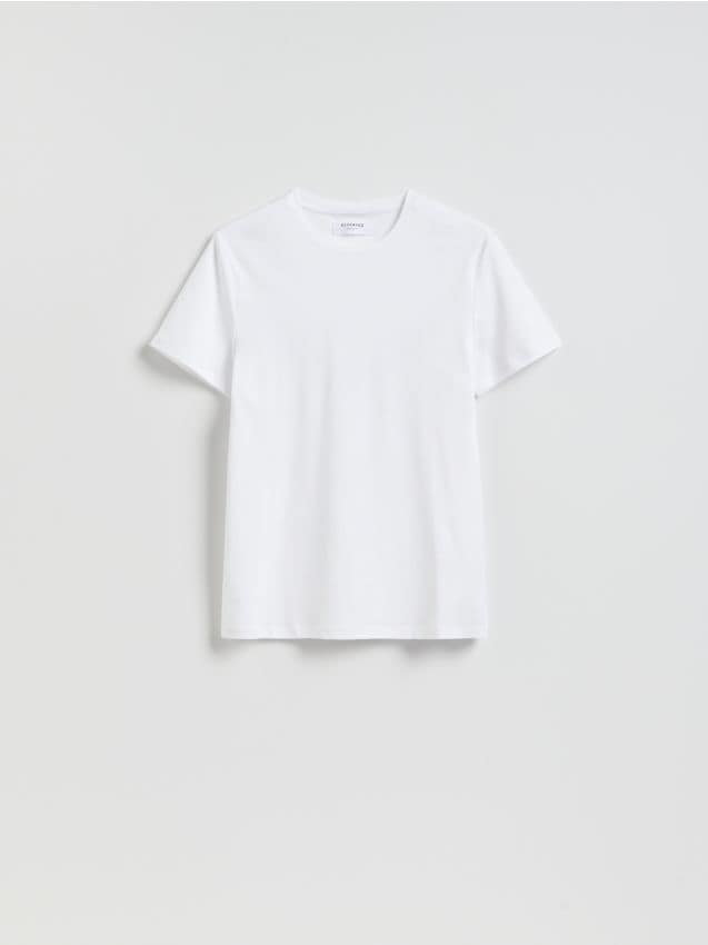 Reserved - T-shirt slim z bawełny pima - biały