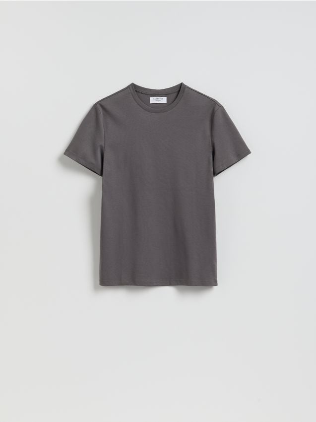 Reserved - T-shirt slim z bawełny pima - ciemnoszary