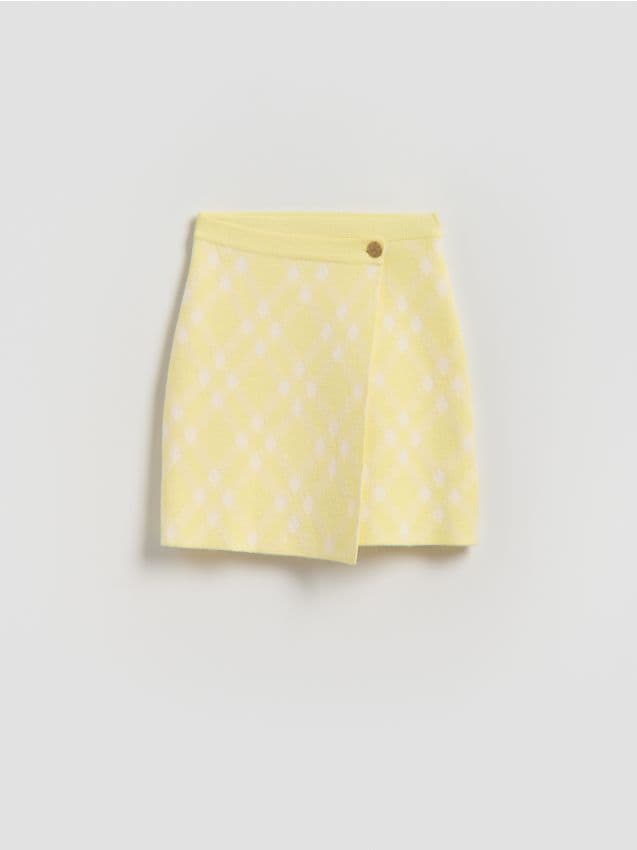 Reserved - Dzianinowa spódnica z wiskozą - jasnożółty