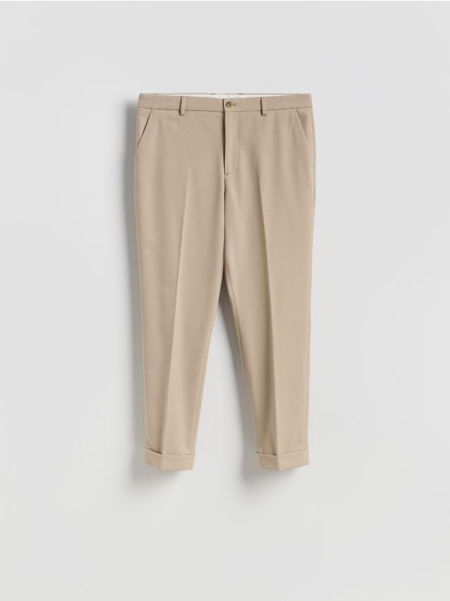 Reserved - Garniturowe spodnie carrot - beżowy