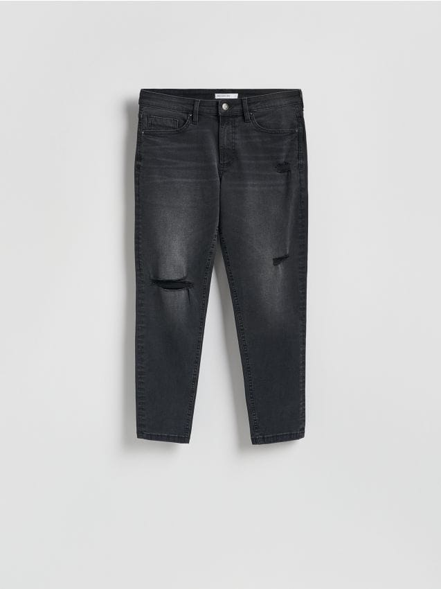 Reserved - Jeansy skinny z przetrciami - czarny