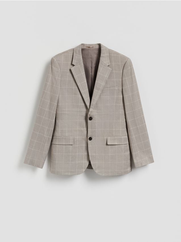 Reserved - Marynarka slim fit z wiskozą - brązowy