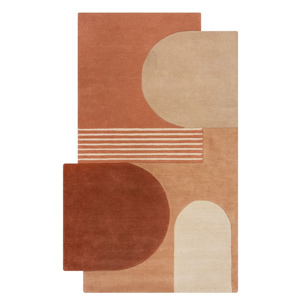 Wełniany dywan tkany ręcznie w kolorze terakoty 200x290 cm Lozenge Terracotta – Flair Rugs