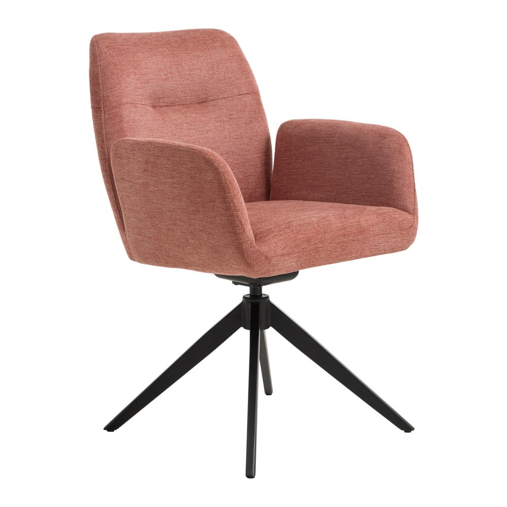 Różowy tapicerowany fotel jadalniany z podłokietnikami Roxana – Unique Furniture