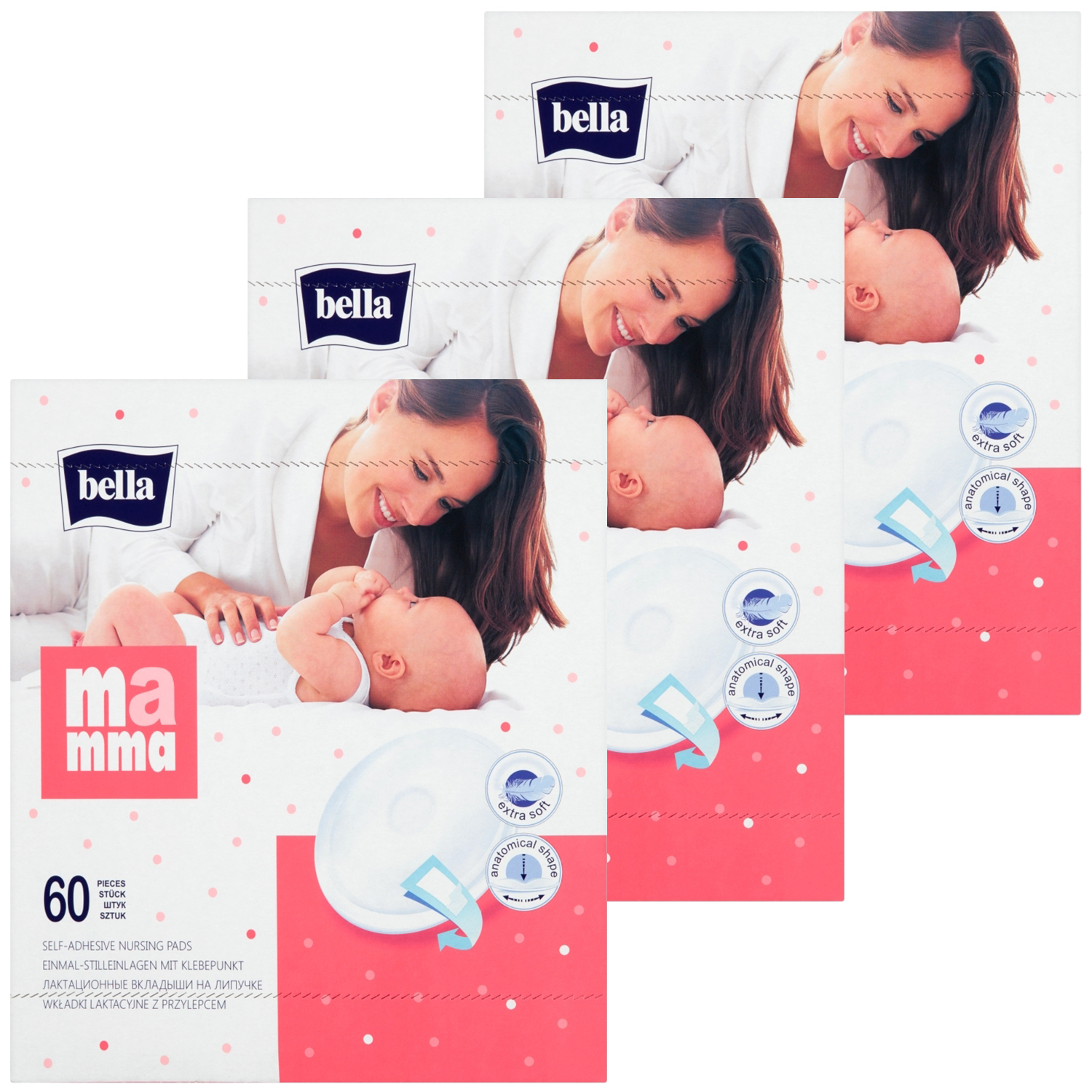 Zestaw Bella Mamma, wkładki laktacyjne z przylepcem, 3 x 60 sztuk