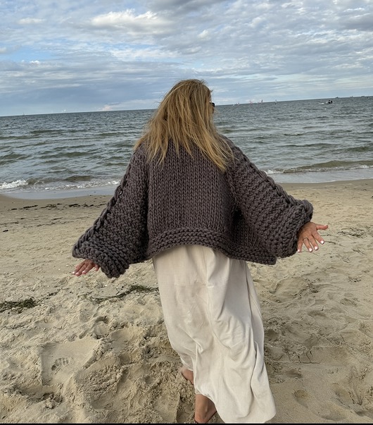 Sweter oversize 100% wełna handmade