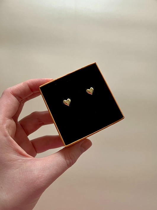 Kolczyki Vero mini serca sztyfty srebro pozłacane