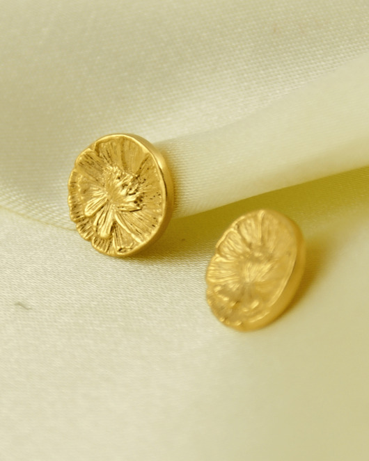 Srebrne kolczyki Piwonie Peony Studs, sztyfty pozłacane, biżuteria kwiatowa