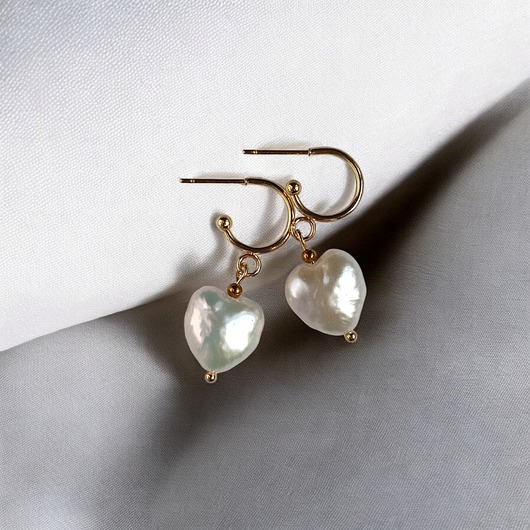 Serce - perła : kolczyki pozłacane : wyjątkowy prezent PREMIUM