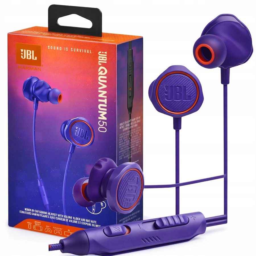 JBL Quantum 50 Gamingowe Douszne z Mikrofonem Niebieskie