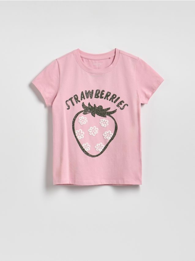 Reserved - T-shirt z nadrukiem - pastelowy róż