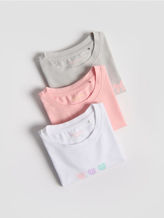 Reserved - Bawełniany t-shirt z nadrukiem 3 pack - wielobarwny