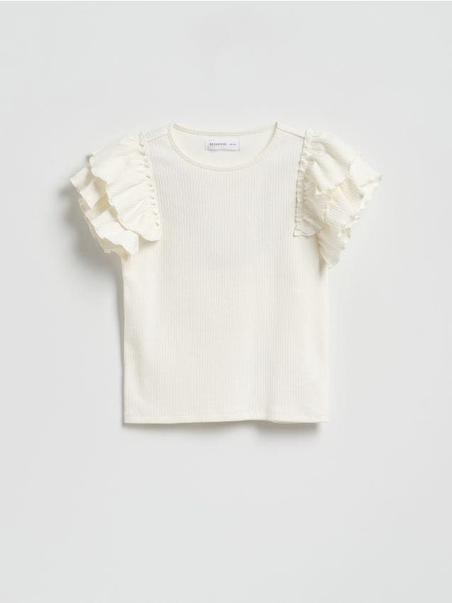 Reserved - Bluzka z falbanami - złamana biel