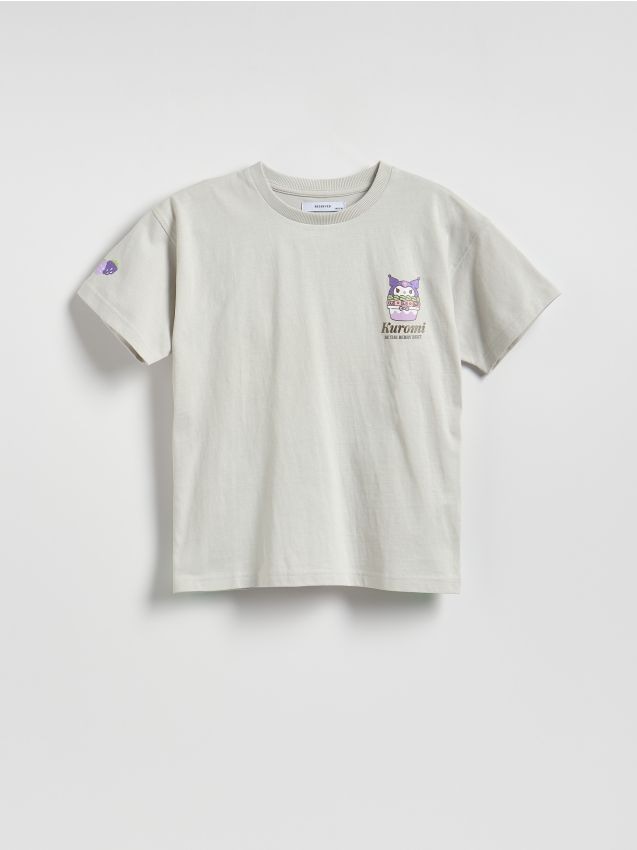 Reserved - T-shirt Kuromi - jasnoszary