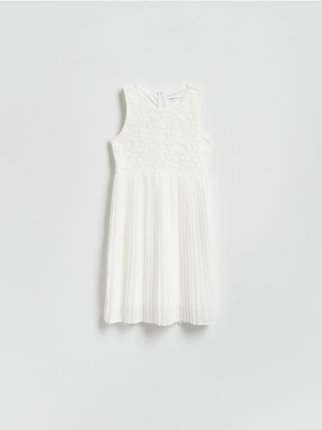 Reserved - Sukienka z łączonych materiałów - biały