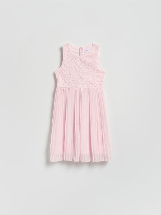 Reserved - Sukienka z łączonych materiałów - pastelowy róż