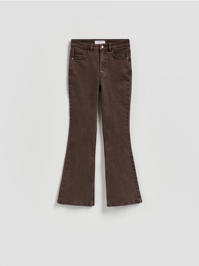 Reserved - Jeansy flare z krótszą nogawką - dark grey jeans