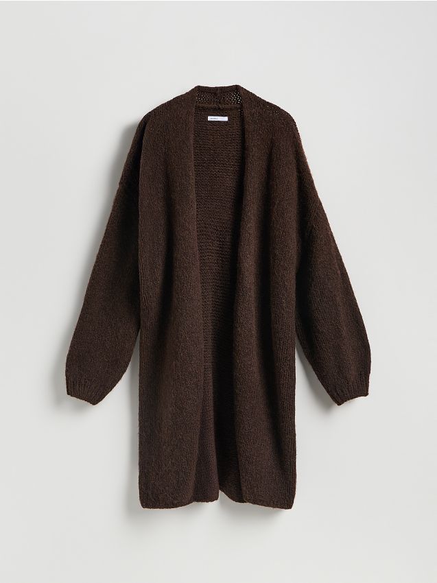Reserved - Długi kardigan - ciemnobrązowy