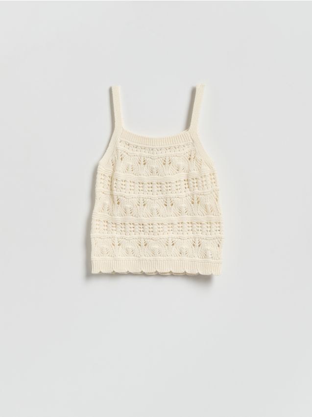 Reserved - Dzianinowy top - złamana biel