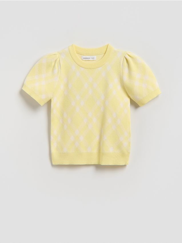Reserved - Sweter z krótkim rękawem - jasnożółty