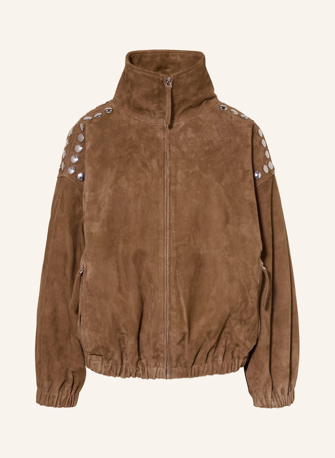 Sandro Skórzana Kurtka Z Nitami braun