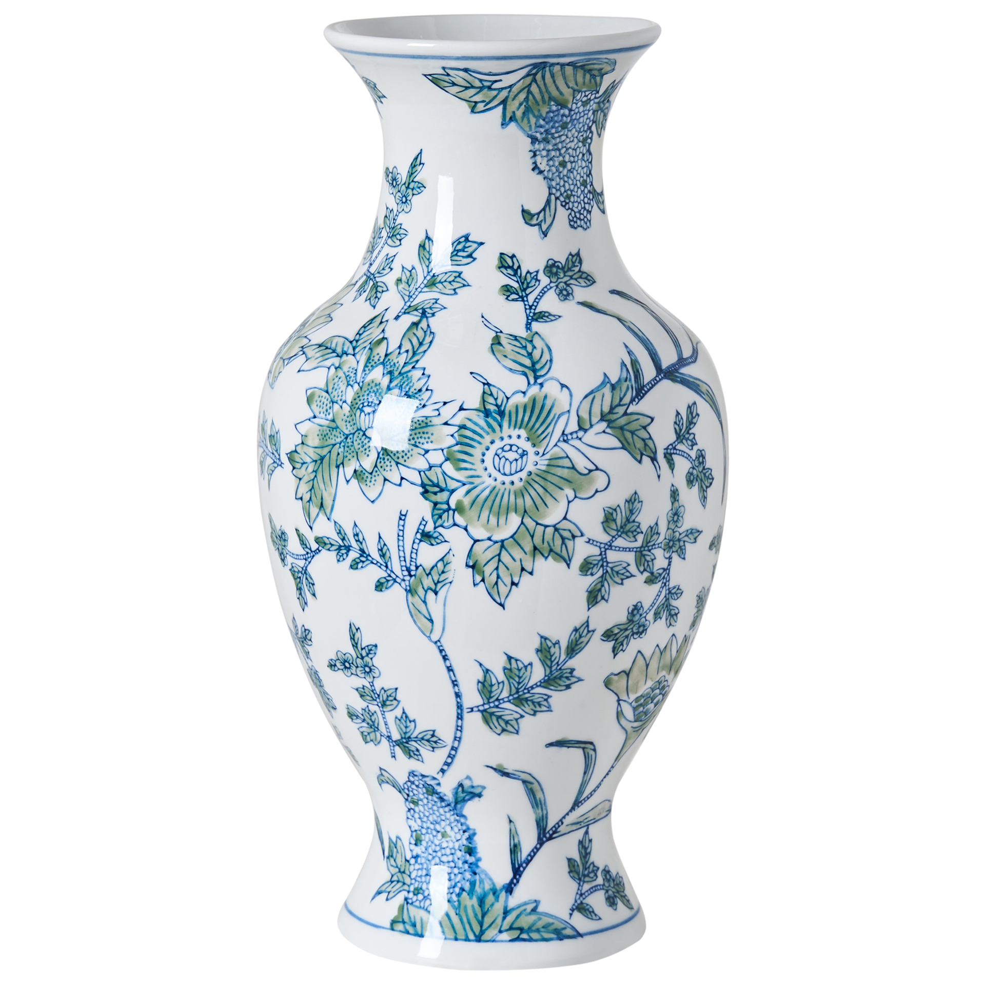 Wazon na kwiaty LLANES Porcelana 36 cm Biały/ niebieski