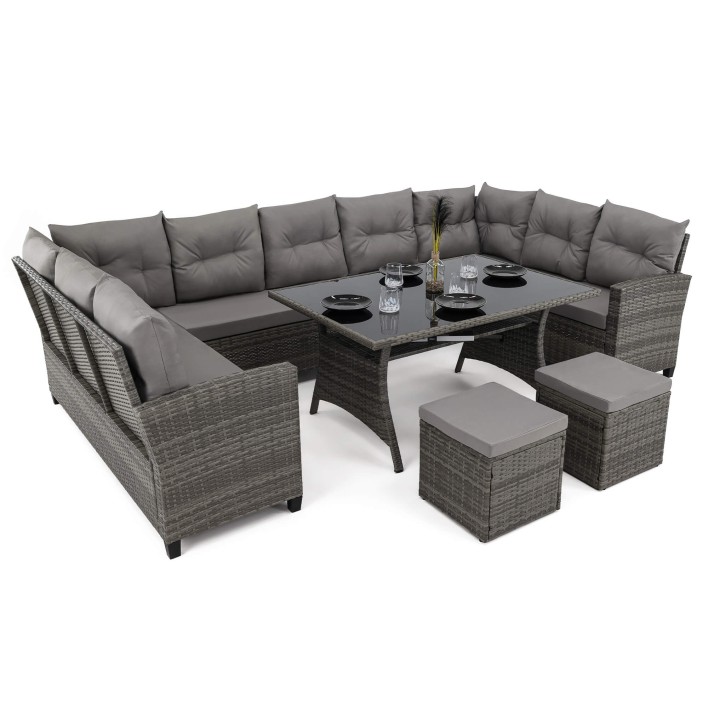 Zestaw ogrodowy PORTO Dwa pojemniki Technorattan Szary Poduszki szare 01