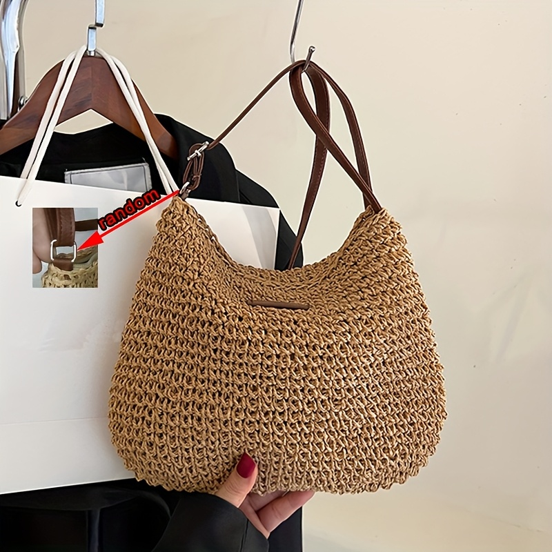 TEMU Damska Torba na Ramię z Tkaniny - Regulowany Pasek i Zamek Błyskawiczny, /Beżowa// - Casual Torba Plażowa Idealna na Podróże, Codzienne