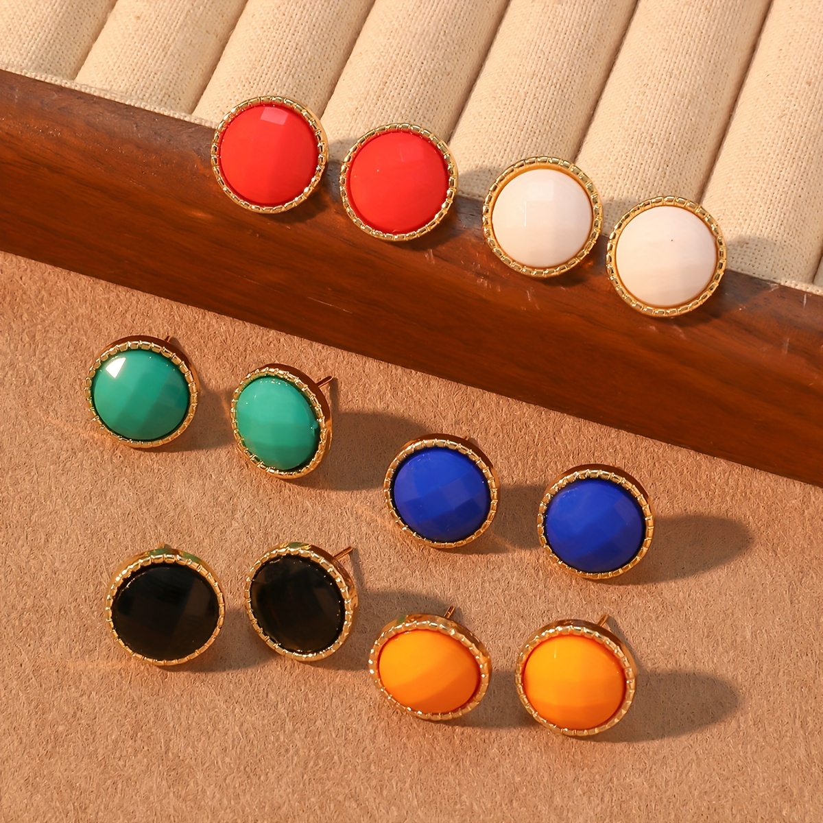 TEMU 6 par/zestawów damskich modnych kolczyków, retro minimalistyczny geometryczny zestaw okrągłych kolczyków, odpowiedni do codziennego noszenia dla