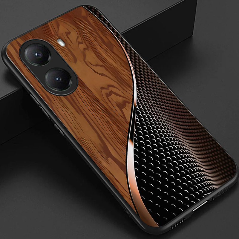 TEMU Etui na telefon Xiaomi Poco X7 Pro, stylowe czarne zielone brązowe wzory i łuski, błyszcząca szklana tylna pokrywa, prezent biznesowy