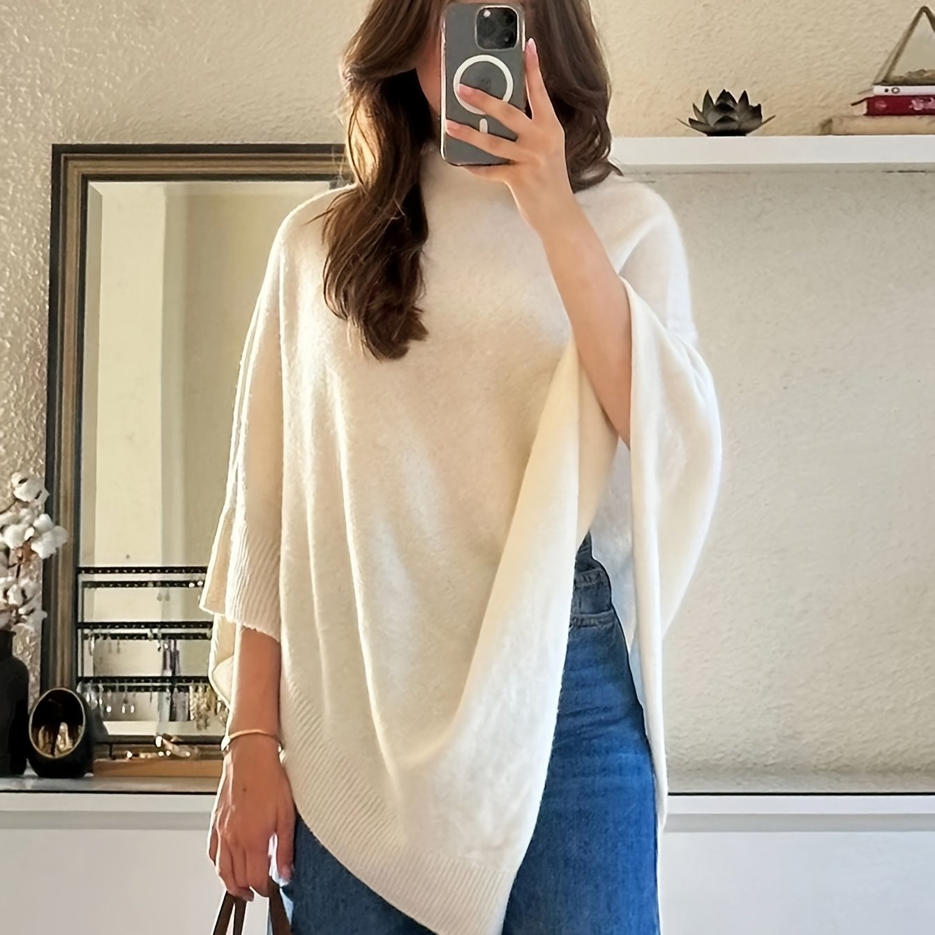 TEMU Szal damski, wszechstronny elegancki płaszcz w jednolitym kolorze na każdą porę roku, wiatroszczelny modny wielofunkcyjny szal z tkaniny w