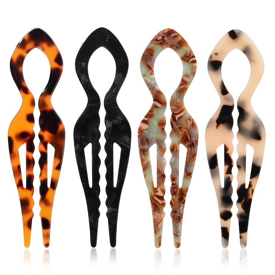 TEMU 4 szt. acetatowe wsuwki do włosów w kształcie litery U z rybią łuską Francuskie spineczki do upinania włosów, odpowiednie do każdego objętości