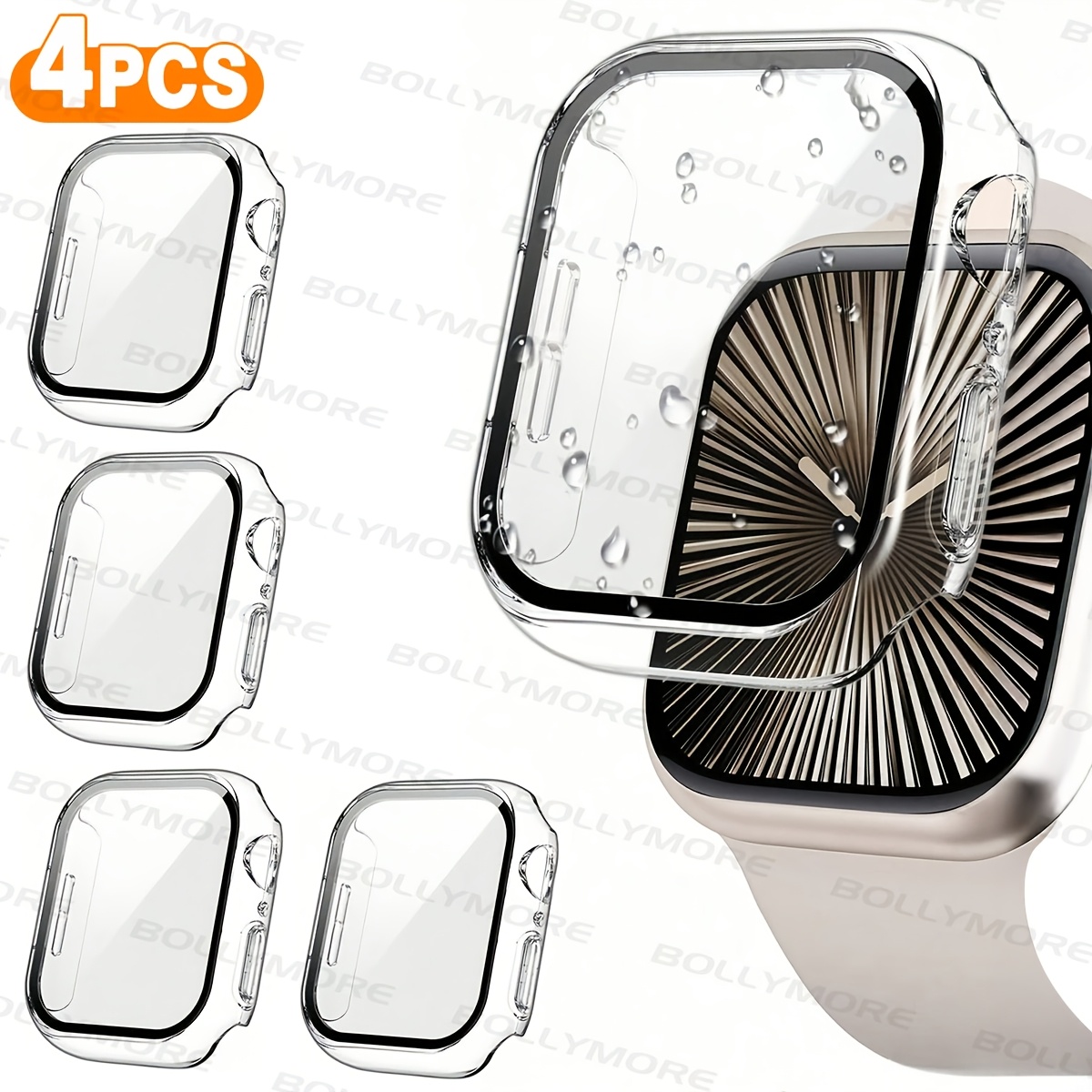 TEMU Zestaw 4 szt., Etui na smartwatch, Szkło hartowane + zewnętrzna obudowa, Pasujące do Apple Watch Seria 10 42mm 46mm 45mm 41mm 44mm 38-40mm,
