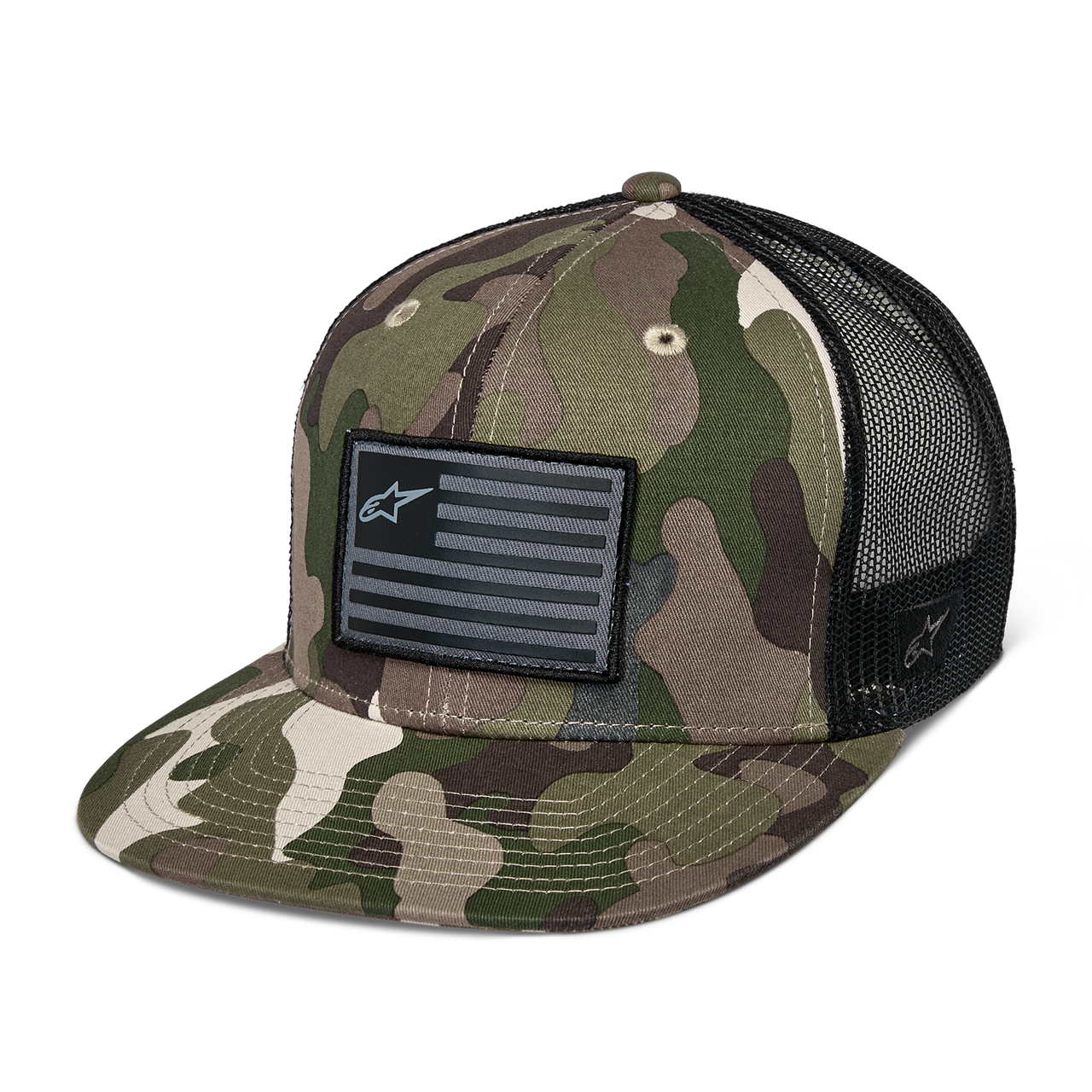 Czapka Trucker Płaska Alpinestars Flaga Zielony moro/czarnyRegulowany