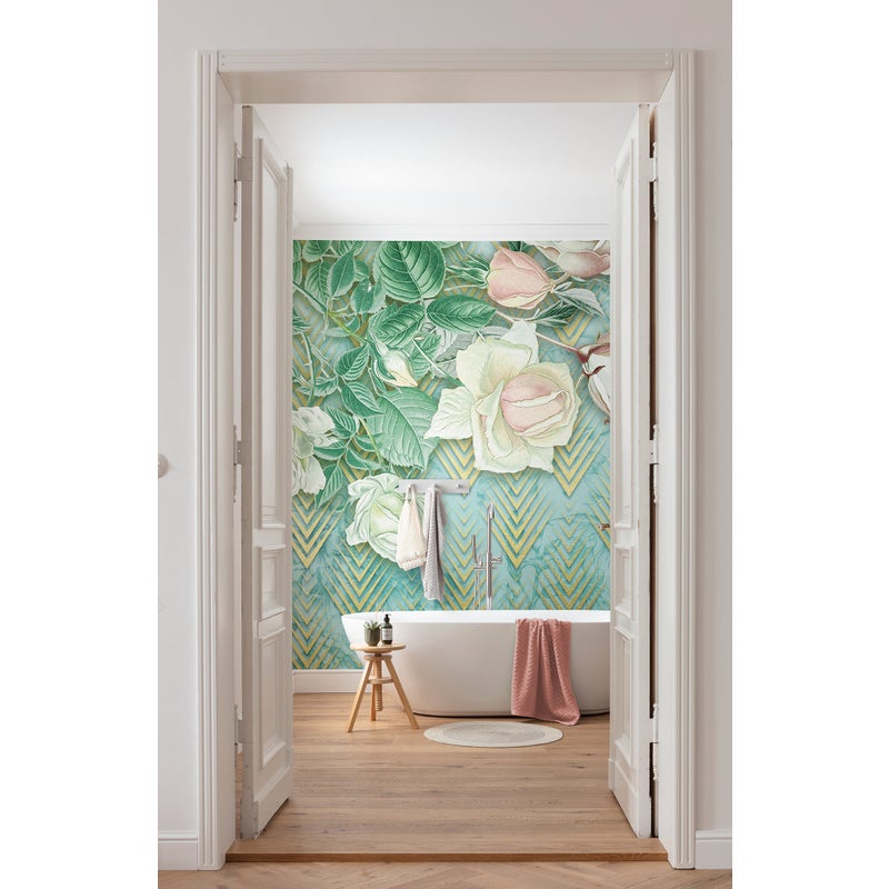 Fototapeta kwiaty niebieskimIzielonym - 200 x 250 cm - SANDERS & SANDERS