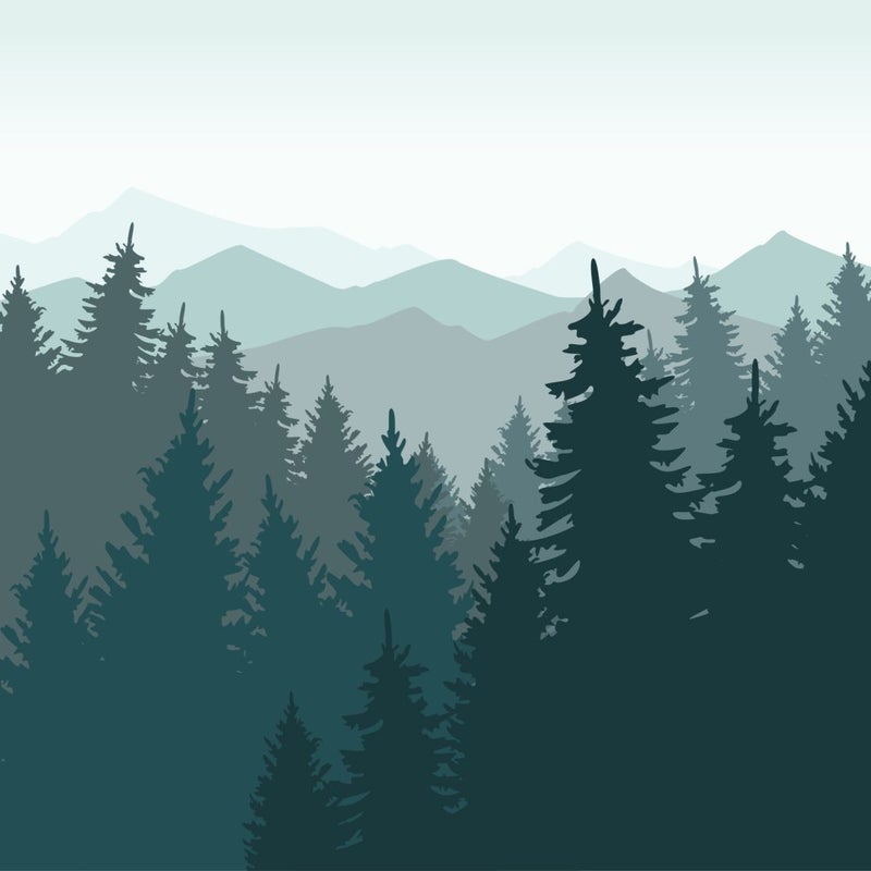 Fototapeta krajobraz górski z drzewami szaro-niebieskim - 375 x 270 cm - SANDERS & SANDERS