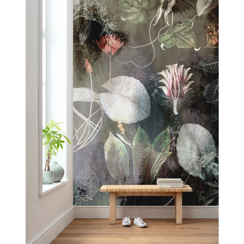 Fototapeta romantyczne kwiaty zielonym,różowymIszarym - 200 x 280 cm - SANDERS & SANDERS
