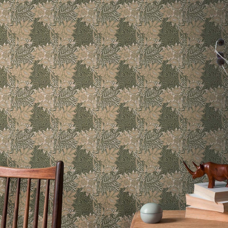 Tapeta kwiatowy wzór brązowym,beżowymIczarnym - 53 cm x 10.05 m - LIVINGWALLS