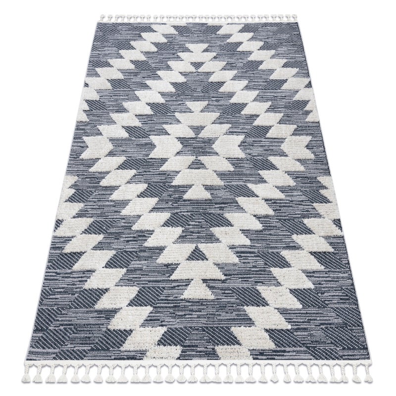 Dywan SEVILLA Z250A romby niebieski / szary Frędzle berberyjski marokański shaggy 160x220 cm