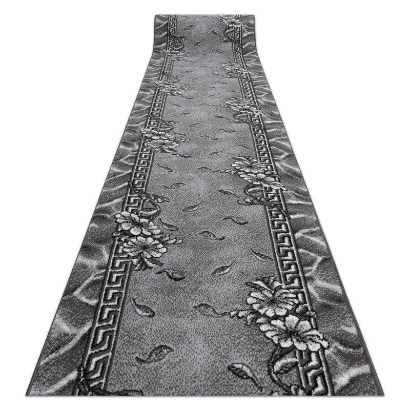 CHODNIK BCF MORAD Trio liście, kwiaty szary 60 cm 60x870 cm