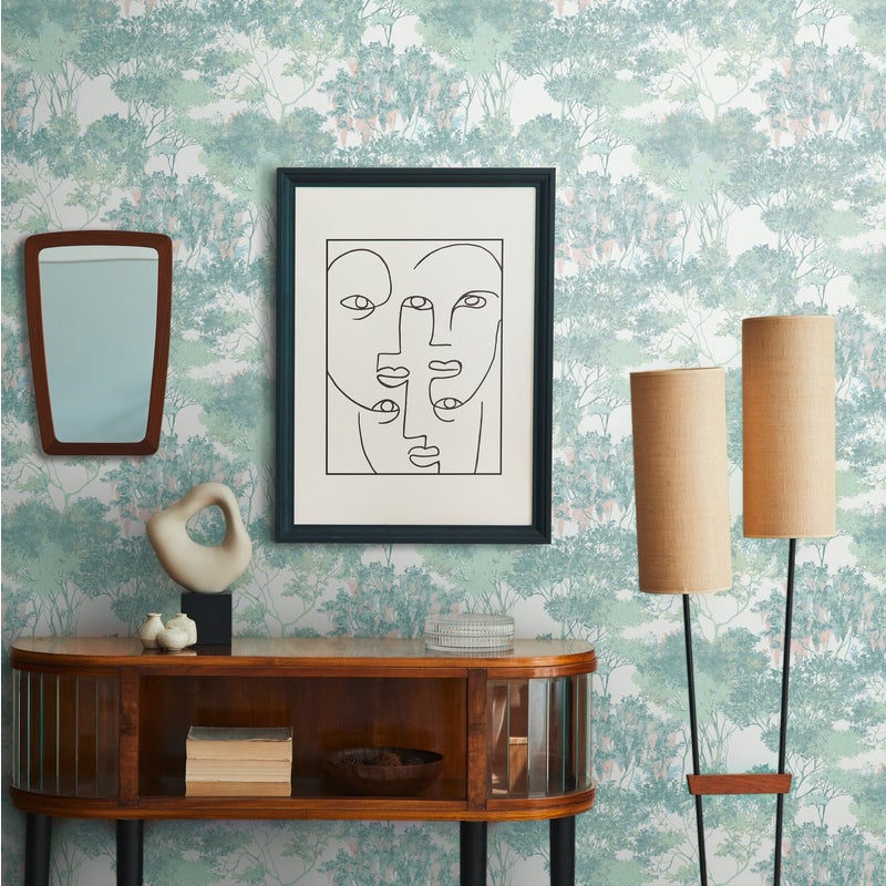 Tapeta kwiatowy wzór w wielu kolorach,zielonym,białym,pomarańczowymIniebieskim - 53 cm x 10.05 m - LIVINGWALLS