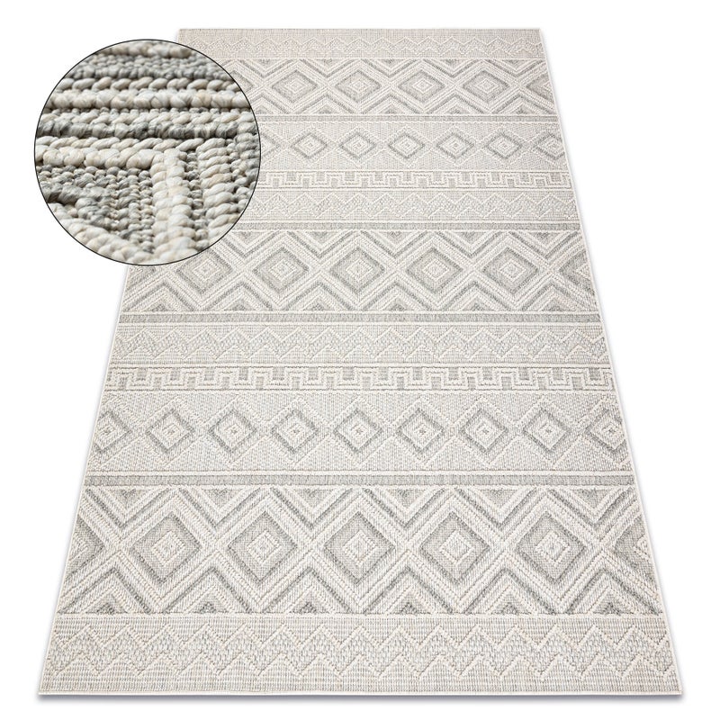 Dywan JERSEY 19234 szary - Romby, pętelkowy, strukturalny BOHO 200x290 cm