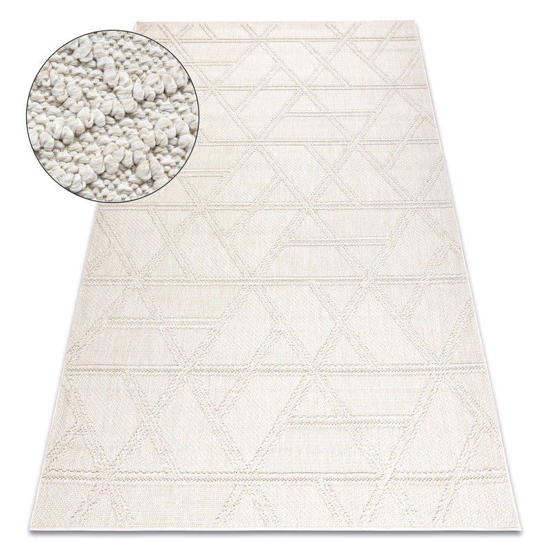 Dywan JERSEY 19241 krem - Romby, geometryczny pętelkowy, strukturalny BOHO 200x290 cm
