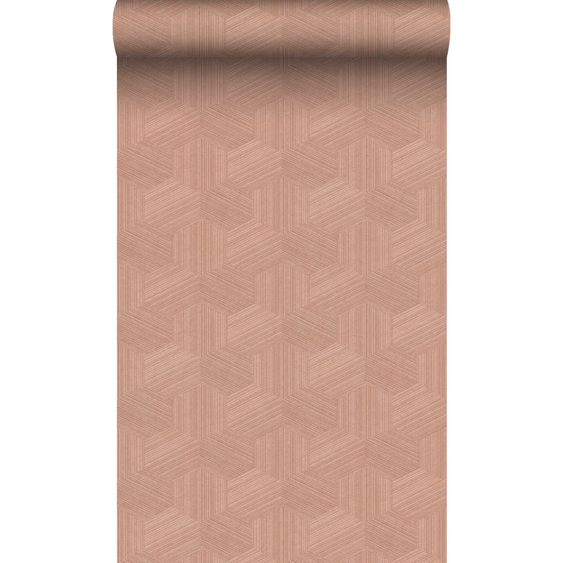 Tapeta flizelinowa z ekoteksturą graficzny motyw 3D terakoty różowej - 50 x 900 cm - ORIGIN