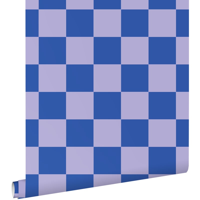 Tapeta motyw kratki liliowo fioletowymIkrólewskiego błękitu - 53 cm x 10.05 m - ESTAHOME